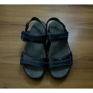 Womens SAS Nuda Blue Leather Strap Comfort Open Sandals